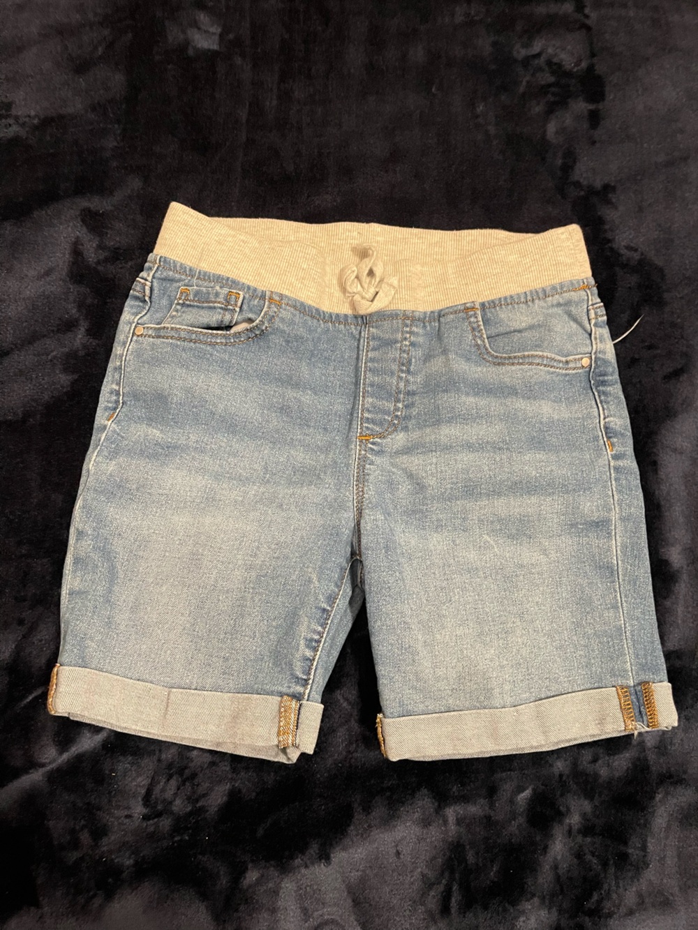 wonder nation Light Blue Denim Shorts with Cream Elastic Waistband